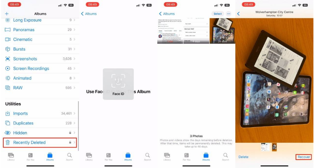 广陵苹果14维修分享 iPhone14 上恢复已删除的照片 