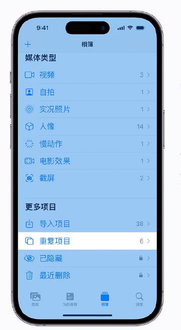 广陵苹果手机维修分享升级 iOS 16 后无法查看到“重复项目”相簿怎么办 