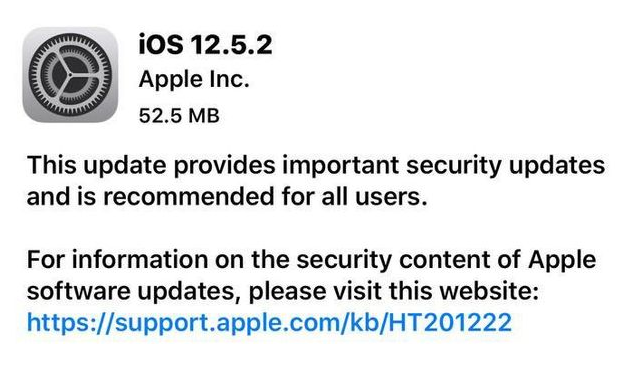 广陵苹果手机维修分享iOS12.5.2发布，建议所有老苹果用户安装 